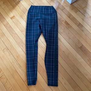 ALO Plaid leggings with side tuxedo stripe